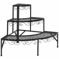 Costway 24 in. Tall Indoor/Outdoor Steel Corner Black Metal Plant Stand (3-Tiered)