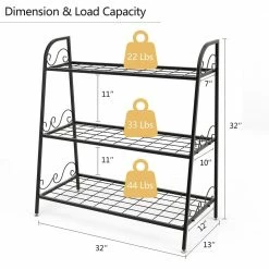 Costway 13 in. Tall Indoor/Outdoor Steel Corner Black Metal Plant Stand (3-Tiered) -Design Toscano Sales Store costway plant stands gt3526 4f 1000