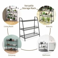 Costway 13 in. Tall Indoor/Outdoor Steel Corner Black Metal Plant Stand (3-Tiered) -Design Toscano Sales Store costway plant stands gt3526 76 1000