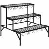 Costway 24 in. Tall Indoor/Outdoor Black Steel Metal Plant Stand (3-Tiered) -Design Toscano Sales Store costway plant stands gt3527 64 1000