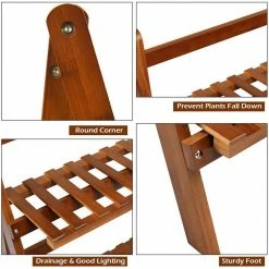 Costway 27.5 in. L x 16 in. W x 38 in. H Shelves Indoor/Outdoor Brunet Folding Plant Stand (3-Tier) -Design Toscano Sales Store costway plant stands hw57105bn 44 1000