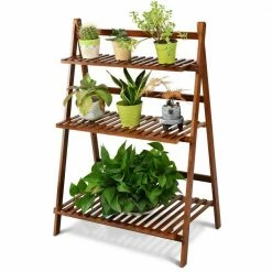 Costway 27.5 in. L x 16 in. W x 38 in. H Shelves Indoor/Outdoor Brunet Folding Plant Stand (3-Tier)
