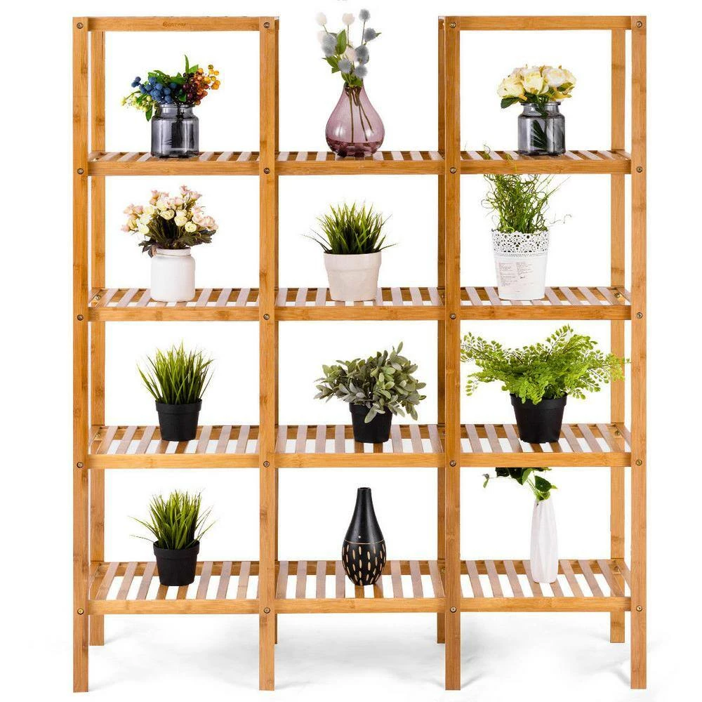 Costway 45.5 in. L x 12.5 in. W x 55.5 in. H Shelves Indoor/Outdoor Yellow Plant Stand 5-Tier Multi-Functional 10 Costway 45.5 in. L x 12.5 in. W x 55.5 in. H Shelves Indoor/Outdoor Yellow Plant Stand 5-Tier Multi-Functional - Image 8