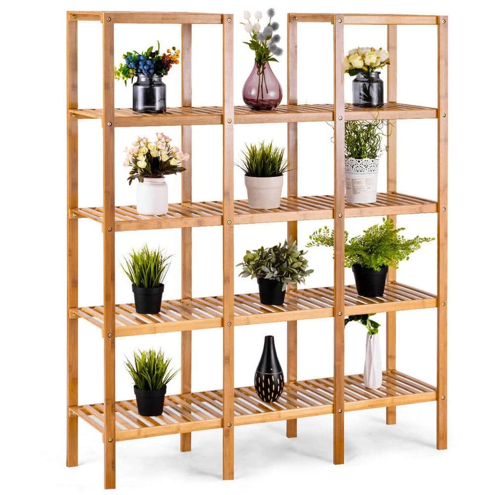 Costway 45.5 in. L x 12.5 in. W x 55.5 in. H Shelves Indoor/Outdoor Yellow Plant Stand 5-Tier Multi-Functional 9 Costway 45.5 in. L x 12.5 in. W x 55.5 in. H Shelves Indoor/Outdoor Yellow Plant Stand 5-Tier Multi-Functional - Image 7