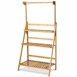 Costway 3-Tier Natural Bamboo Hanging Folding Plant Stand Flower Pot Display Rack