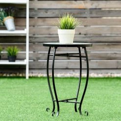 Costway 14 in. Large Green Steel Accent Table Plant Stand with Curved Legs -Design Toscano Sales Store costway plant stands op3552gn 44 1000