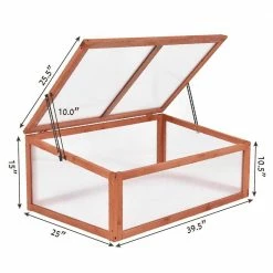 Costway 25.0 in. x 39.5 in. x 15.0 in. Wooden Red-brown Portable Cold Frame Greenhouse -Design Toscano Sales Store costway portable greenhouses gt2977 1f 1000