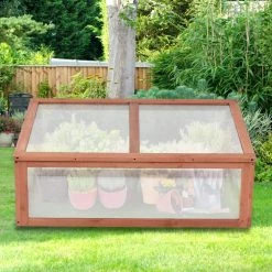 Costway 25.0 in. x 39.5 in. x 15.0 in. Wooden Red-brown Portable Cold Frame Greenhouse -Design Toscano Sales Store costway portable greenhouses gt2977 31 1000