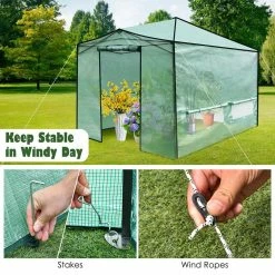 Costway 9 ft. x 12 ft. x 8.2 ft. Portable Plastic Green Walk-In Greenhouse Pop-Up Folding Gardening with Window -Design Toscano Sales Store costway portable greenhouses gt3673gn 66 1000