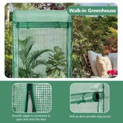 Costway 39 in. x 20 in. x 67 in. Green Walk-in Garden Greenhouse Hot House Tomato Plant Warm House -Design Toscano Sales Store costway portable greenhouses gt3771 4f 1000
