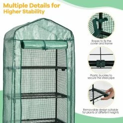 Costway 28 in. W x 19 in. D x 63 in. H Mini Greenhouse with PE Cover 4-Tier Portable Warm House 14 Costway 28 in. W x 19 in. D x 63 in. H Mini Greenhouse with PE Cover 4-Tier Portable Warm House -Design Toscano Sales Store costway portable greenhouses gt3773 44 1000