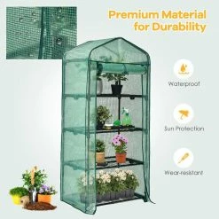 Costway 28 in. W x 19 in. D x 63 in. H Mini Greenhouse with PE Cover 4-Tier Portable Warm House 12 Costway 28 in. W x 19 in. D x 63 in. H Mini Greenhouse with PE Cover 4-Tier Portable Warm House -Design Toscano Sales Store costway portable greenhouses gt3773 4f 1000