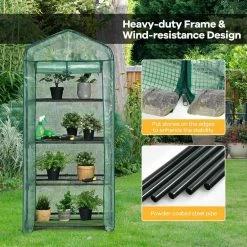 Costway 28 in. W x 19 in. D x 63 in. H Mini Greenhouse with PE Cover 4-Tier Portable Warm House 15 Costway 28 in. W x 19 in. D x 63 in. H Mini Greenhouse with PE Cover 4-Tier Portable Warm House -Design Toscano Sales Store costway portable greenhouses gt3773 fa 1000