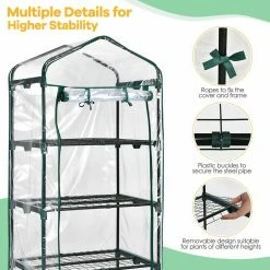 Costway 28 in. W x 19 in. D x 63 in. H Mini Greenhouse with PVC Cover 4-Tier Portable Warm House -Design Toscano Sales Store costway portable greenhouses gt3774 1f 1000