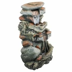 Design Toscano Cathedral Rocks Cascading Waterfall Stone Bonded Resin Garden Fountain