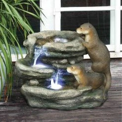 Design Toscano Bright Waters Otters Sculpture Stone Bonded Resin Garden Fountain -Design Toscano Sales Store design toscano freestanding fountains dw97060 76 1000