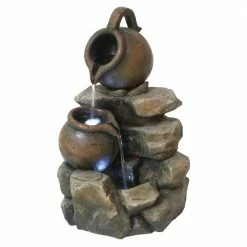 Design Toscano LaTaverna Cascading Urns Stone Bonded Resin Illuminated Garden Fountain