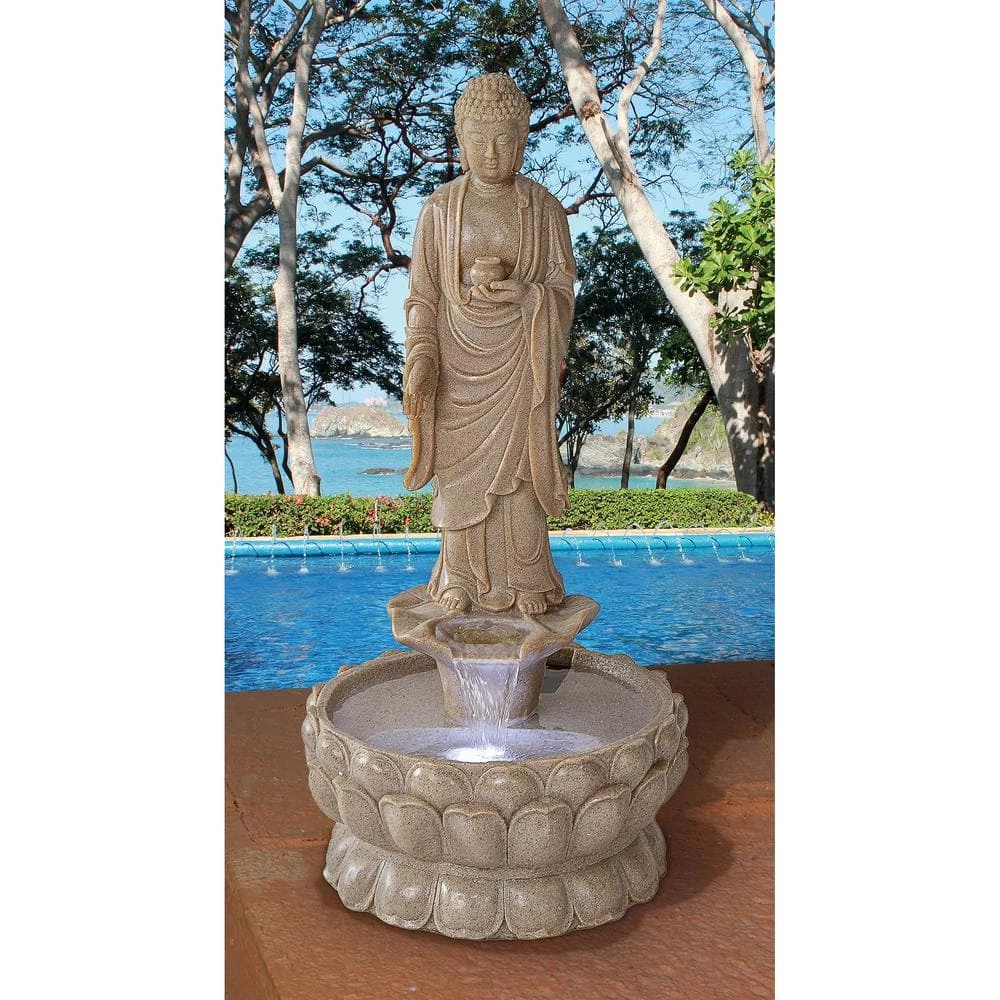 Design Toscano Earth Witness Buddha Large Stone Bonded Resin Illuminated Garden Fountain 5 Design Toscano Earth Witness Buddha Large Stone Bonded Resin Illuminated Garden Fountain - Image 3