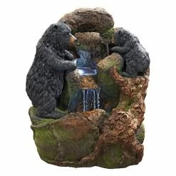 Design Toscano Grizzly Gulch Black Bears Stone Bonded Resin Garden Fountain
