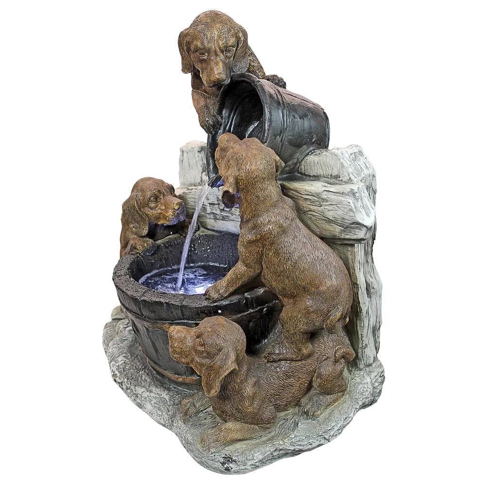Design Toscano Puppy Pail Pour Stone Bonded Resin Garden Fountain 7 Design Toscano Puppy Pail Pour Stone Bonded Resin Garden Fountain - Image 5
