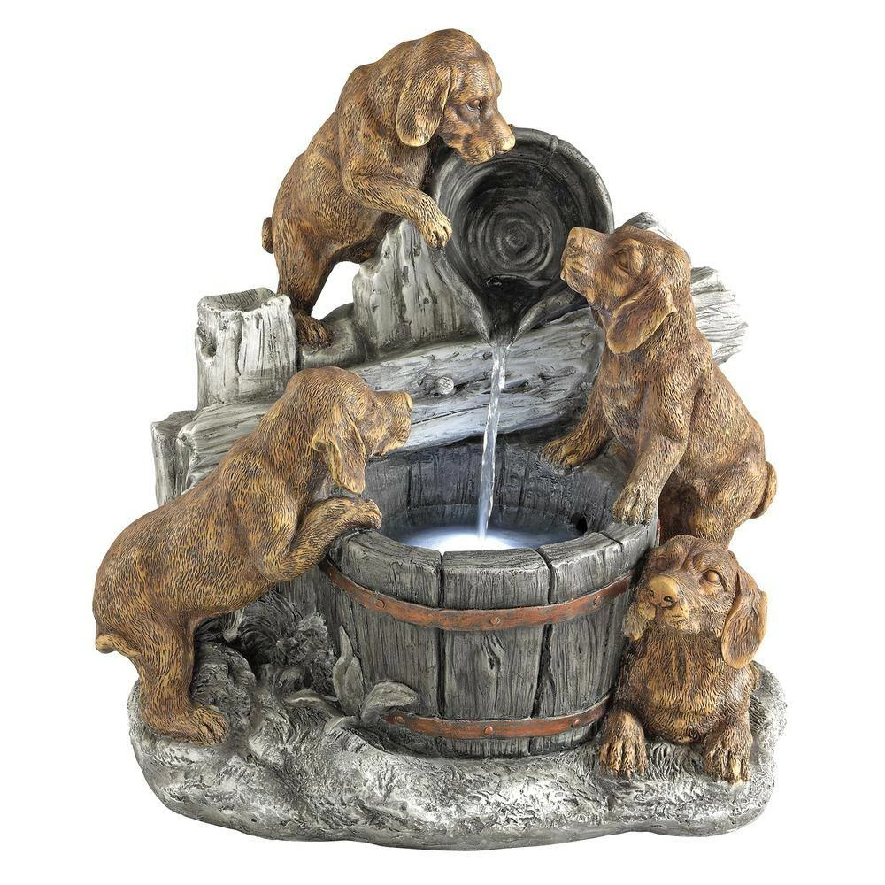 Design Toscano Puppy Pail Pour Stone Bonded Resin Garden Fountain 6 Design Toscano Puppy Pail Pour Stone Bonded Resin Garden Fountain - Image 4