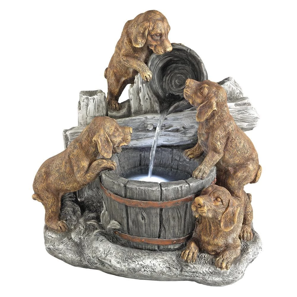 Design Toscano Puppy Pail Pour Stone Bonded Resin Garden Fountain 4 Design Toscano Puppy Pail Pour Stone Bonded Resin Garden Fountain - Image 2