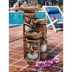 Design Toscano Cascading Aloha Tiki 3 Bowl Stone Bonded Resin Garden Fountain -Design Toscano Sales Store design toscano freestanding fountains ss11521 76 1000