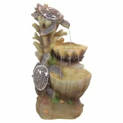 Design Toscano Turtle Cove Cascading Stone Bonded Resin Sculptural Fountain