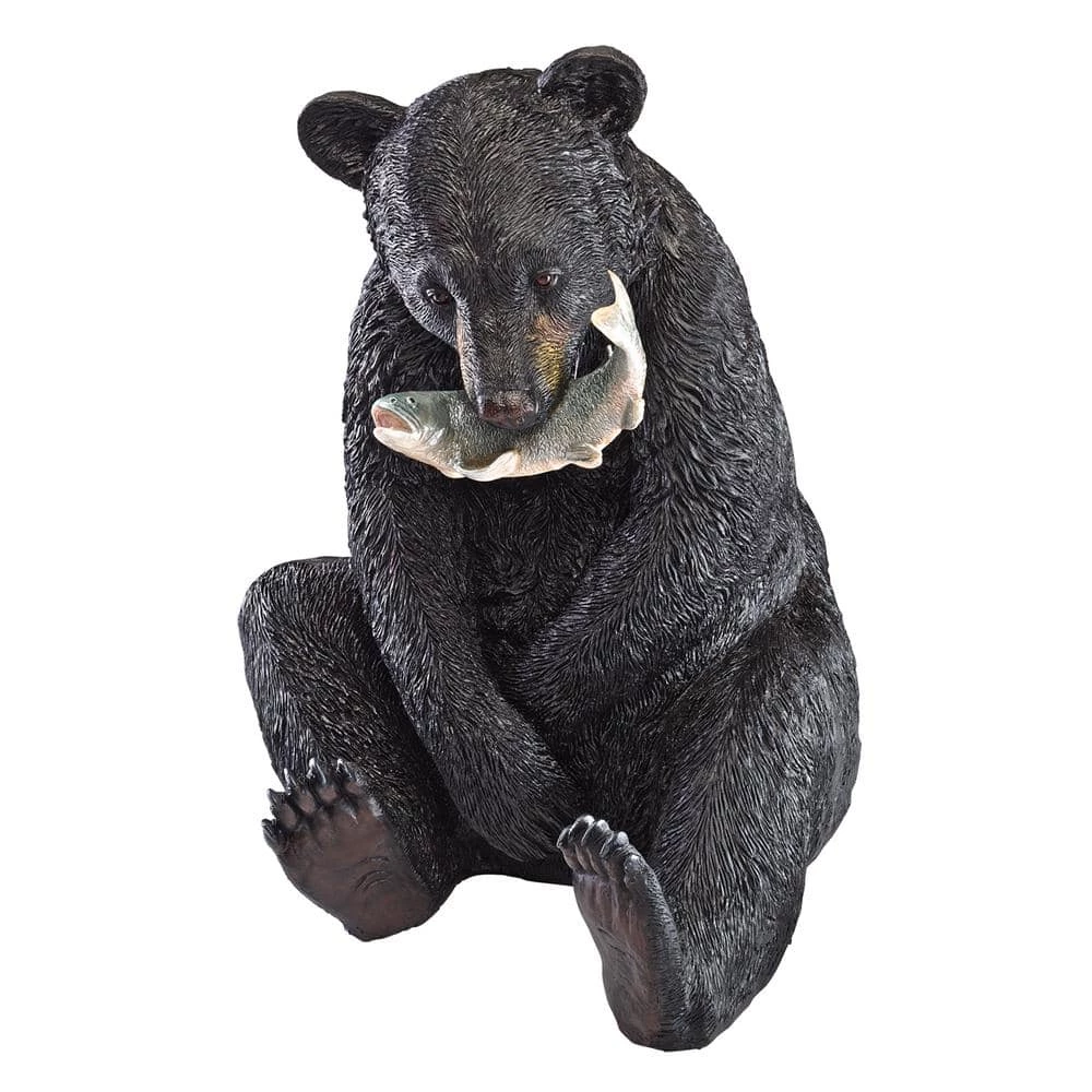 Design Toscano 22.5 in. H The Expert Fisherman Black Bear Statue 4 Design Toscano 22.5 in. H The Expert Fisherman Black Bear Statue - Image 2