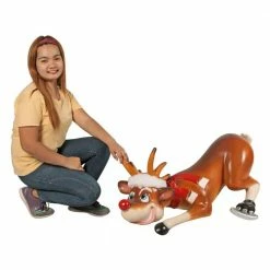 Design Toscano 18 in. Slip-Slider Santa's Red-Nosed Christmas Reindeer Garden Statue -Design Toscano Sales Store design toscano garden statues ne170078 76 1000