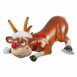 Design Toscano 18 in. Slip-Slider Santa's Red-Nosed Christmas Reindeer Garden Statue -Design Toscano Sales Store design toscano garden statues ne170078 c3 1000