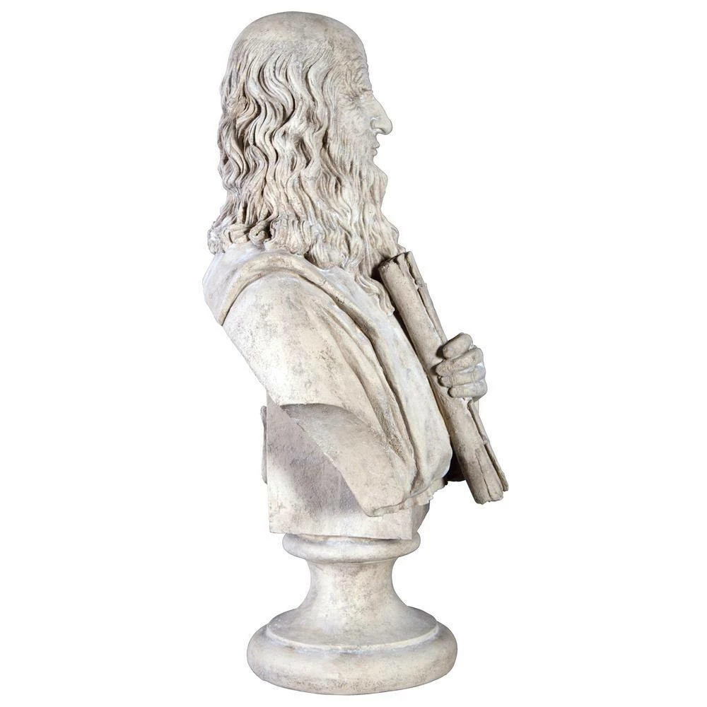 Design Toscano 30.5 in. H Leonardo da Vinci Grand Scale Sculptural Bust 6 Design Toscano 30.5 in. H Leonardo da Vinci Grand Scale Sculptural Bust - Image 4