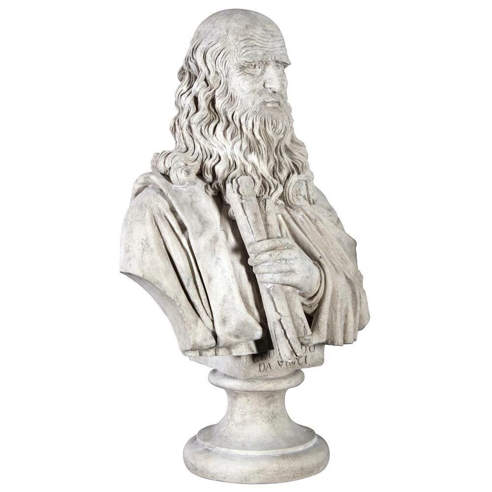 Design Toscano 30.5 in. H Leonardo da Vinci Grand Scale Sculptural Bust 4 Design Toscano 30.5 in. H Leonardo da Vinci Grand Scale Sculptural Bust - Image 2