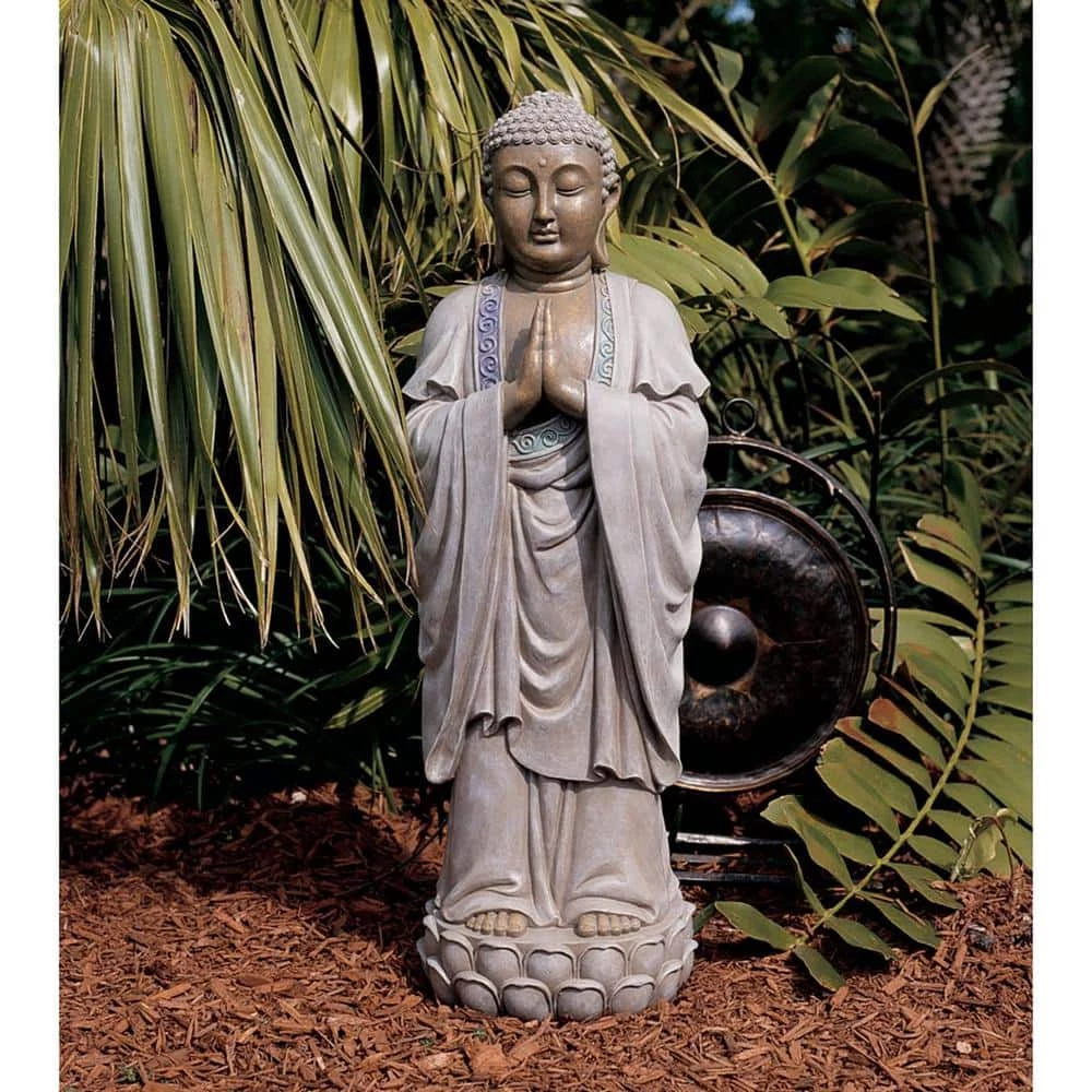 Design Toscano 30 in. H The Enlightened Buddha Sculpture in 2 Tone Stone Garden Statue 5 Design Toscano 30 in. H The Enlightened Buddha Sculpture in 2 Tone Stone Garden Statue - Image 3