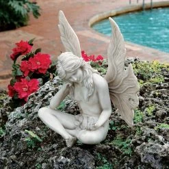 Design Toscano 10 in. H The Secret Garden Fairies Gazing Fairy Statue -Design Toscano Sales Store design toscano garden statues pd1539 31 1000
