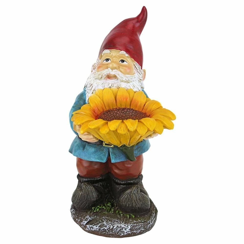 Design Toscano 11.5 in. H Sunflower Sammy Garden Gnome Statue 7 Design Toscano 11.5 in. H Sunflower Sammy Garden Gnome Statue - Image 5