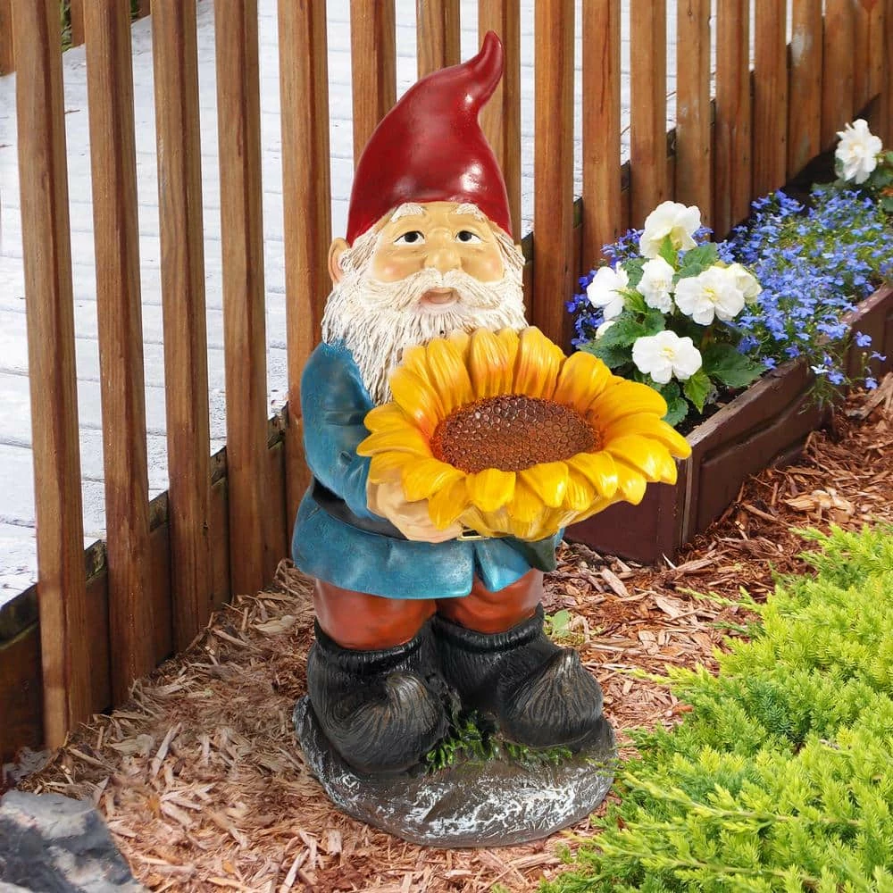 Design Toscano 11.5 in. H Sunflower Sammy Garden Gnome Statue 3 Design Toscano 11.5 in. H Sunflower Sammy Garden Gnome Statue