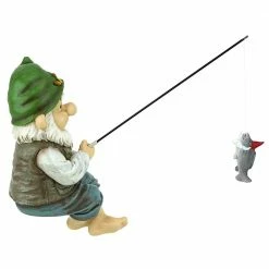Design Toscano 9.5 in. H Ziggy the Fishing Gnome Garden Sitter Statue -Design Toscano Sales Store design toscano garden statues qm2806500 1f 1000