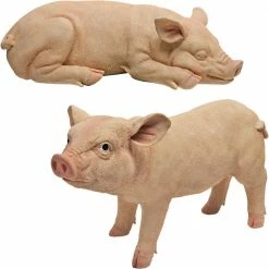 Design Toscano Sandman and Porker Piggy Garden Statue Set (2-Piece)