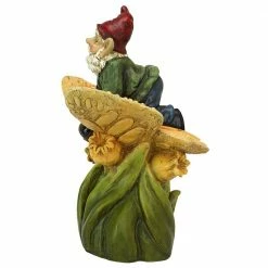 Design Toscano 19.5 in. H On a Butterfly's Back Garden Gnome Statue -Design Toscano Sales Store design toscano garden statues sh380879 4f 1000