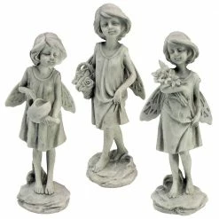 Design Toscano 9.5 in. H Rose Garden Fairy Statues (Set of 3)