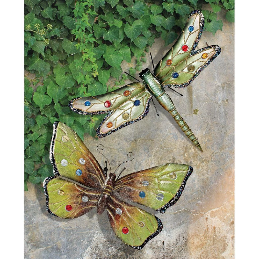Design Toscano 18 in. H Oversized Dragonfly and Butterfly Wall Sculptures (Set of 2) 4 Design Toscano 18 in. H Oversized Dragonfly and Butterfly Wall Sculptures (Set of 2) - Image 2