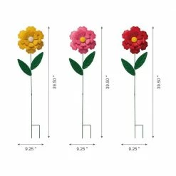 Glitzhome 39.5 in. H Metal Dimensional Metal Flower Yard Stake Wall Decor (2-Functions) (Set of 3) -Design Toscano Sales Store glitzhome decorative garden stakes 2023000002 4f 1000
