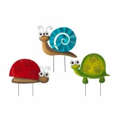 Glitzhome 48.5 in. H Metal Tortoise Ladybug Snail Yard Stake Wall Decor ( 2 Function) (3-Piece) -Design Toscano Sales Store glitzhome decorative garden stakes 2023000005 1f 1000