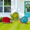 Glitzhome 48.5 in. H Metal Tortoise Ladybug Snail Yard Stake Wall Decor ( 2 Function) (3-Piece)