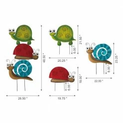 Glitzhome 48.5 in. H Metal Tortoise Ladybug Snail Yard Stake Wall Decor ( 2 Function) (3-Piece) -Design Toscano Sales Store glitzhome decorative garden stakes 2023000005 c3 1000