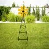 Glitzhome 44 in. H Yellow Metal Oversized Wind Spinner Yard Stake