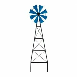 Glitzhome 44 in. H Metal Blue Wind Spinner Garden Stake (KD)