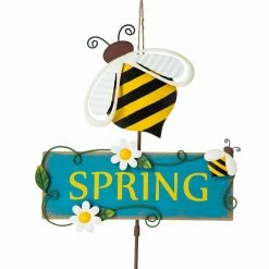 Glitzhome 42.25 in. H Metal/Wood Ladybug and Bee Garden Stake (2-Pack) -Design Toscano Sales Store glitzhome decorative garden stakes 2023000014 1f 1000