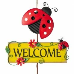 Glitzhome 42.25 in. H Metal/Wood Ladybug and Bee Garden Stake (2-Pack) -Design Toscano Sales Store glitzhome decorative garden stakes 2023000014 4f 1000